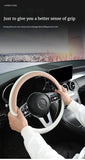 Perforated Nappa Leather Car Steering Wheel Cover Warm in Winter and Cool in Summer, Universal 15 Inch,  Anti-Slip, Odorless