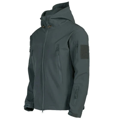 Chaqueta militar informal con capucha para hombre, estilo aviador, de combate, impermeable, de piel de tiburón, estilo softshell, táctica