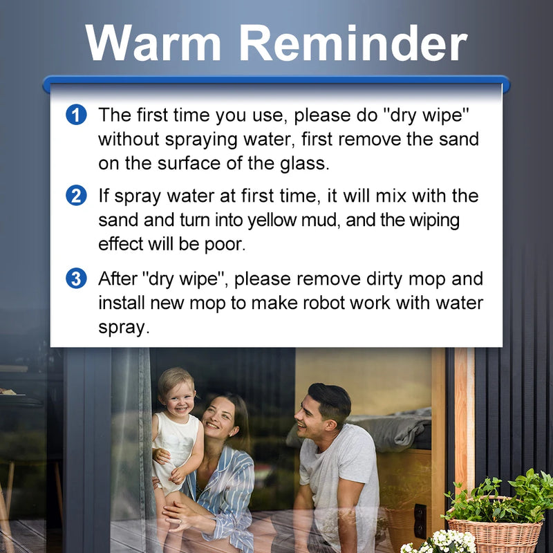 ABIR WD8 Robot Window  cleaner, Dual Water Spray,Smart Memory,High Vacuum Suction, Laser Sensor, Home Wall Glass Cleaning Robot