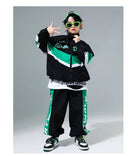 Hip Hop Girls Contrast Bomber Jacket Sport Pants Boys Street Dance Coat Streetwear Kids Jazz Clothes Set Children School Uniform