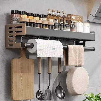 Estante de especias de cocina de pared, estante para condimentos, estante multifuncional para utensilios domésticos, organizadores colgantes de cocina