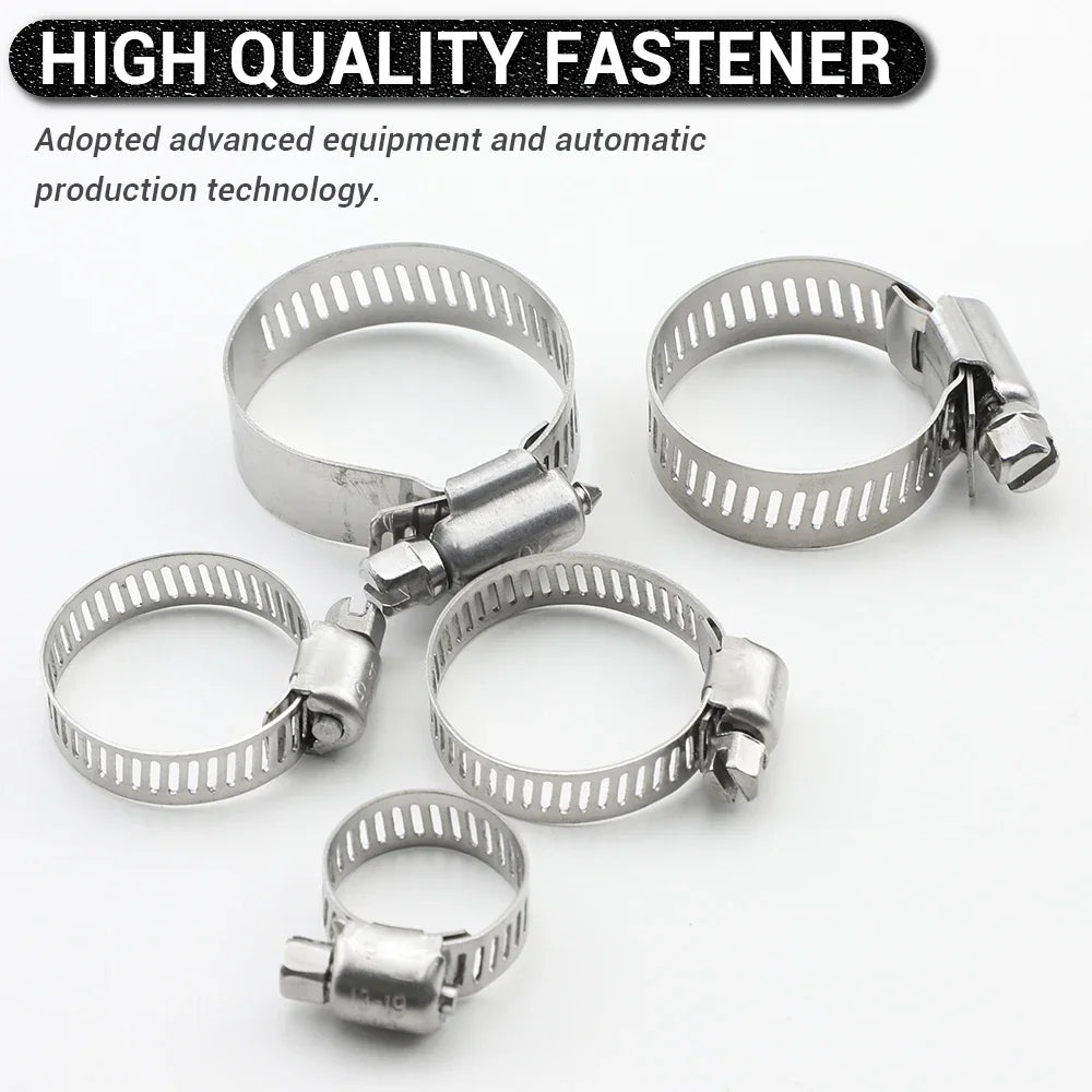 JUIDINTO 2-10pcs Adjustable Worm Gear Hose Clamp Stainless Steel 6-95mm Hose Clip Lock for Water and Gas Pipes