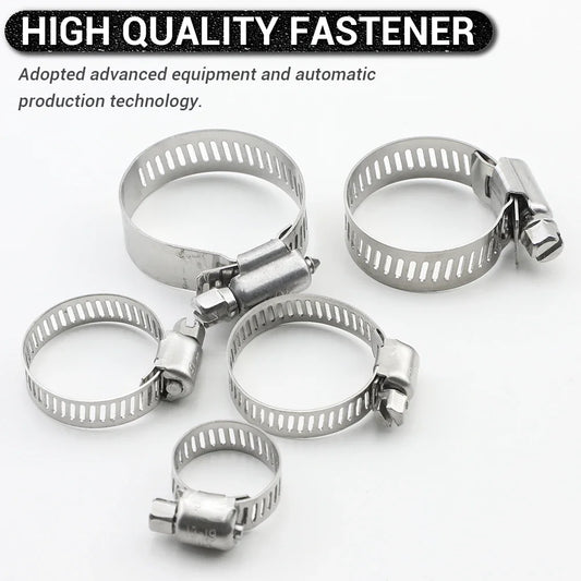 JUIDINTO 2-10 abrazaderas de manguera de engranaje helicoidal ajustable de acero inoxidable de 6 a 95 mm, bloqueo de clip de manguera para tuberías de agua y gas