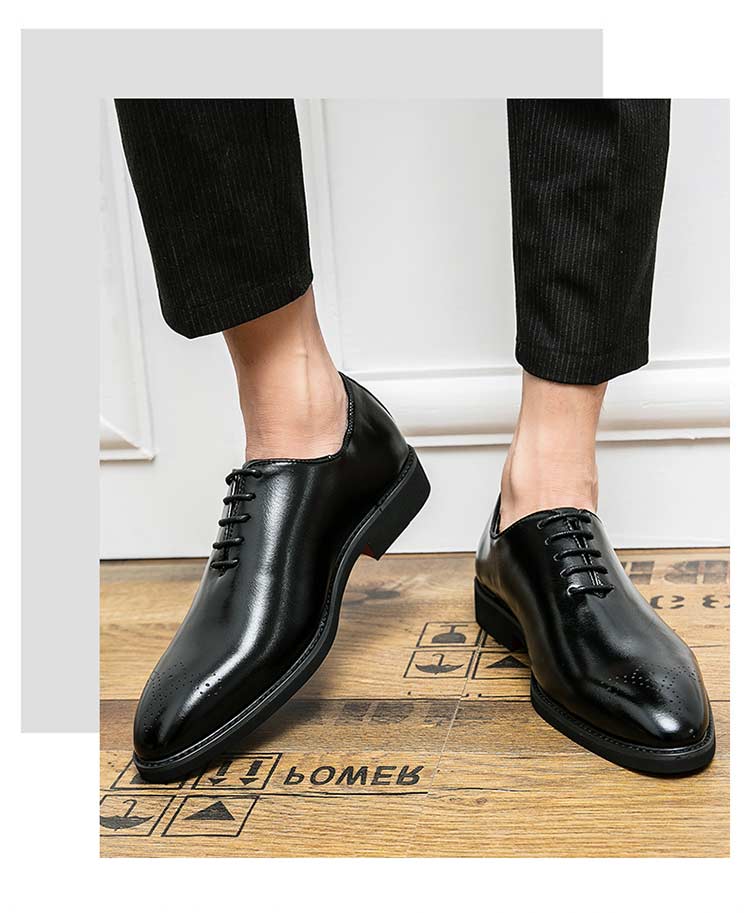New Red Sole Brogue Shoes Men Black Business Men's Formal Shoes Lace-up Round Toe Spring/Autumn