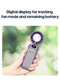 KINSCOTER Portable Air Cooling Turbo Fan 3600mAh 100 Wind Speeds Adjustable Outdoor Foldable Student Handheld Fan with Lanyard
