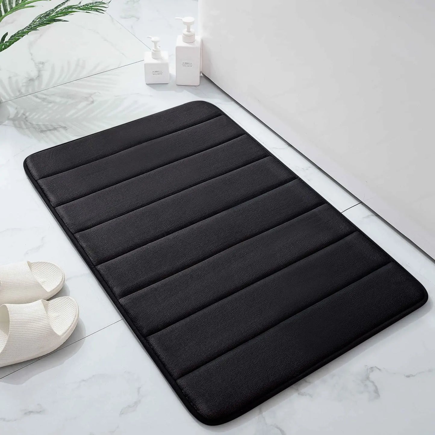 Memory Sponge Stripe Bathroom Non slip, Water Absorbent, Machine Washable Floor Mat