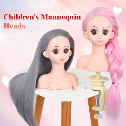 Cabeça de peruca de manequim com cabelo sintético com suporte de peruca ajustável cabeça de manequim estilo cabeleireiro cabeça de treinamento cabeça de boneca