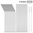 Reusable Stainless Steel Straw Set, Metal Straws, Eco Friendly, Party Favor, Bar Accessory, 20 Pcs 