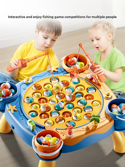 Kids Magnetic Fishing Play for Children Electric Fishing Toy Have Music Spinning Game Fish Rod Education Baby 3 Year Gifts