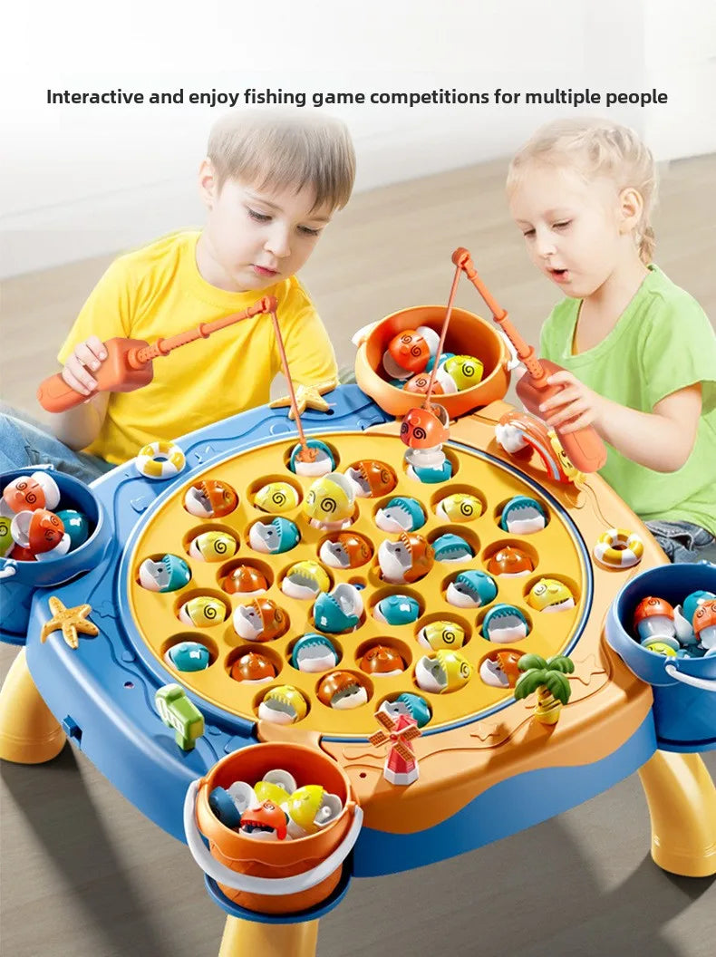Kids Magnetic Fishing Play for Children Electric Fishing Toy Have Music Spinning Game Fish Rod Education Baby 3 Year Gifts