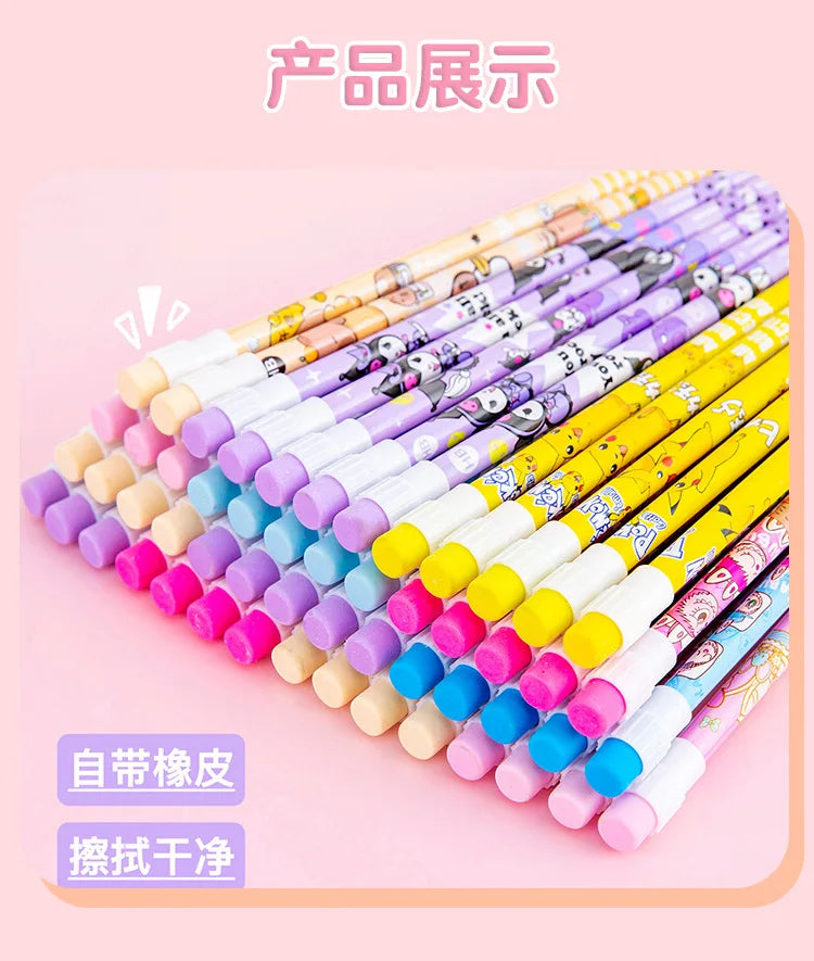10Pcs/Lot Cute Cartoon HB Pencil With Big Rubber Kawaii Capybara Pony Pencils Student Kids Writing Pen School Stationery Gifts