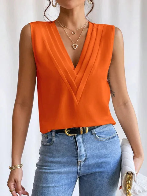 Blusas sueltas sin mangas, camisas oversize, tops elegantes de mujer, monocromáticos, casuales, moda juvenil, verano 