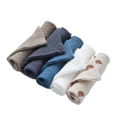 5 PcsWashcloth FaceclothInfant Wash Hand Face Wipes Baby Cotton Square Towels Handkerchief Muslin Cloth Feeding Bib