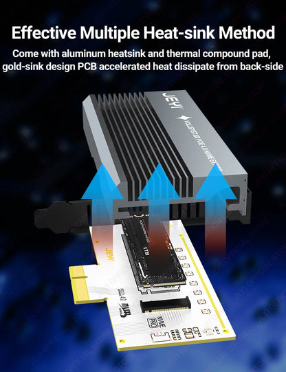 JEYI VolleyStar PCIE To NVMe Adapter With Aluminum Alloy  Heatsink, M.2 RGB PCIe 4.0 Card With 1/2U Low Standard Profile Bracket