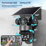 12MP 6K 3 Lens 3 Screen 4G Outdoor Solar Camera Wireless WiFi IP Cameras PIR Auto Tracking Solar Security CCTV Surveillance Cam