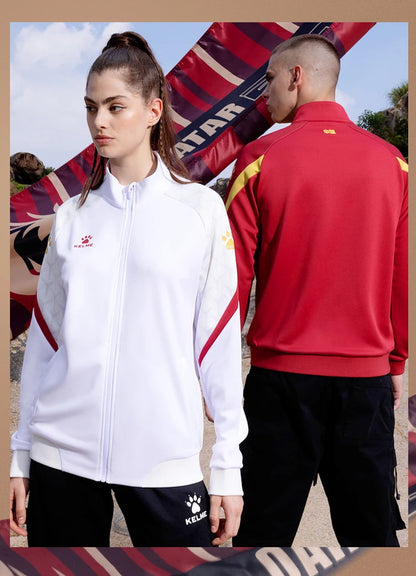 Chaqueta de punto de entrenamiento de fútbol Kelme, serie Qatar para hombre, primavera 2024, para deportes al aire libre, running, fitness, abrigo cortavientos