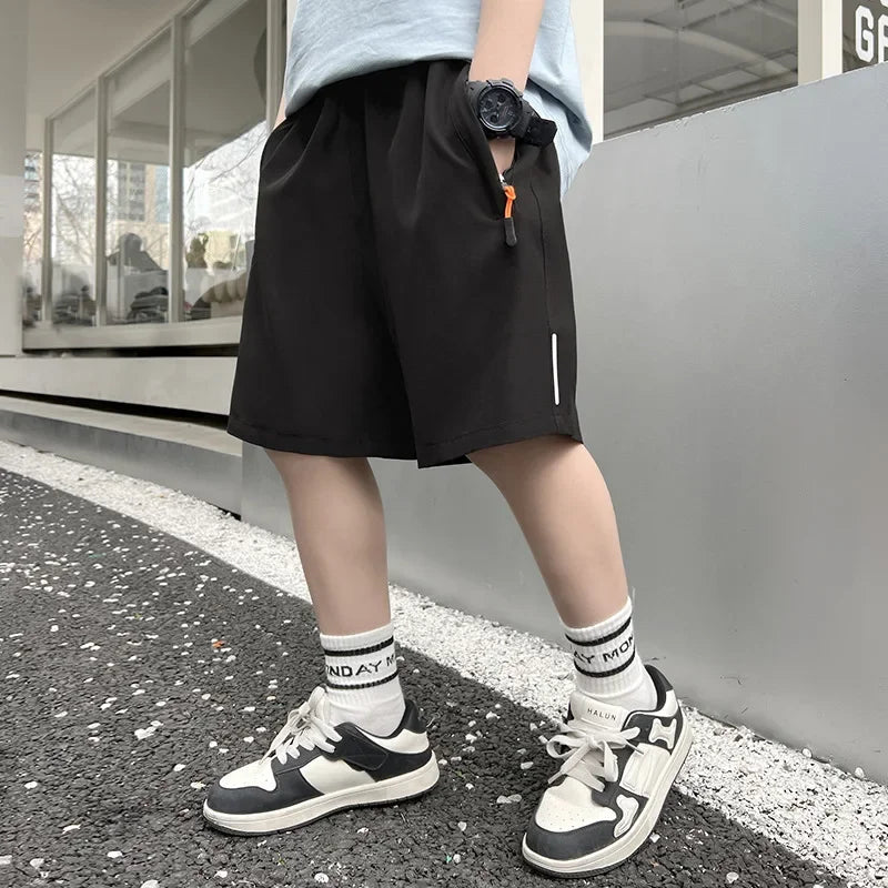 Verão dos homens shorts de seda gelo correndo ginásio esporte shorts secagem rápida respirável praia calça curta fitness jogging legal casual roupas esportivas