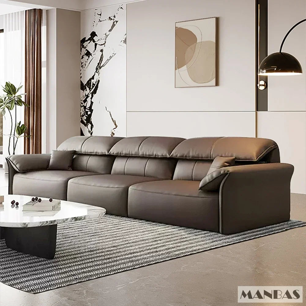 Electric Genuine Leather Sofa Bed Convertible Recliner – Modern Sectional Sleeper Couch with Adjustable Seats and Chaise Lounge