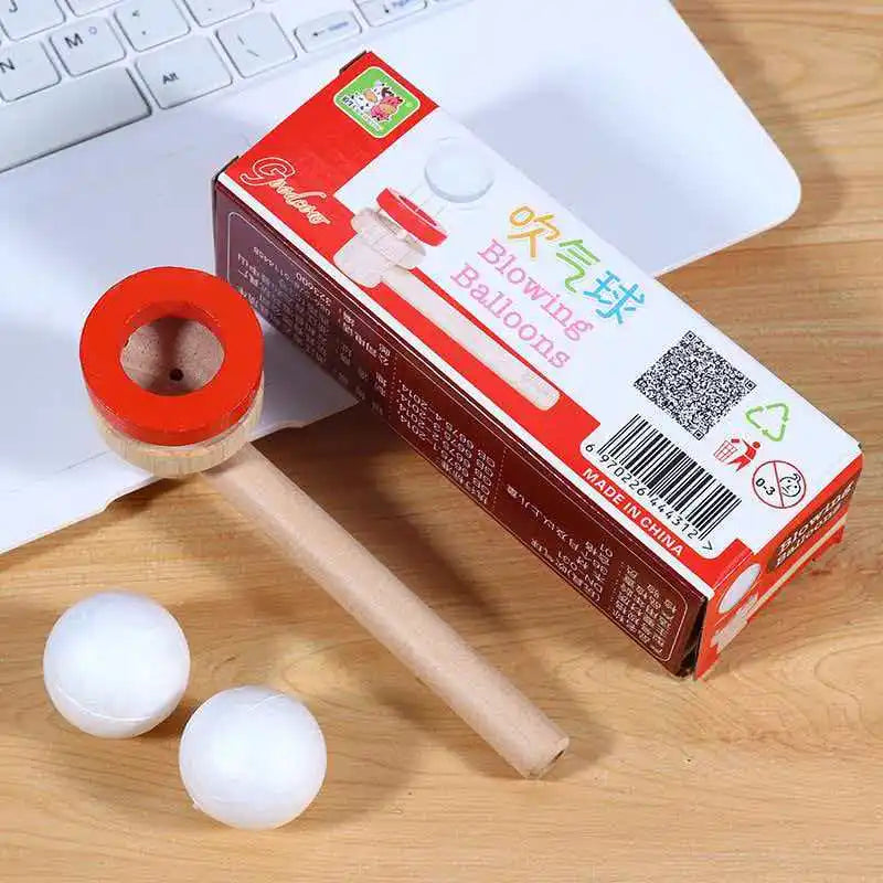 Classic Wooden Game Floating Ball Blow Pipe & Balls Blowing Toys Training Lung Capacity Montessori Early Learning Fun