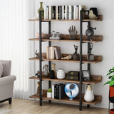 Tribesigns Bookshelf Storage Rack Standing Shelf 5 Tier Industrial Sturdy Bookshelf with Iron Pipe Frame