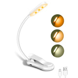 Rechargeable Book Reading Light Lamp, LED Book Light for Reading in Bed - Eye Caring Adjustable Brightness 3 Color Temperatures