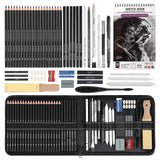20/54/58/70/144 Drawing And Sketching Kit | Portable Travel Case | Graphite, Charcoal, White Color | Featuring Blending Stump