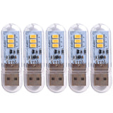 5pcs Portable USB Strip Light Mini Led Night Lights USB Plug Book Lamp Room Emergency Lighting for Power Bank Computer