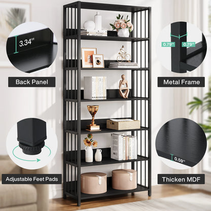 Tribesigns Bookshelf Storage Rack Standing Shelf 5 Tier Industrial Sturdy Bookshelf with Iron Pipe Frame