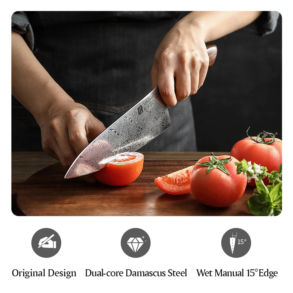 XINZUO Three Pieces Set Kitchen Knives Sets 110 Layers Damascus Stainless Steel 60±2 HRC Professional Set of Knives New Tools