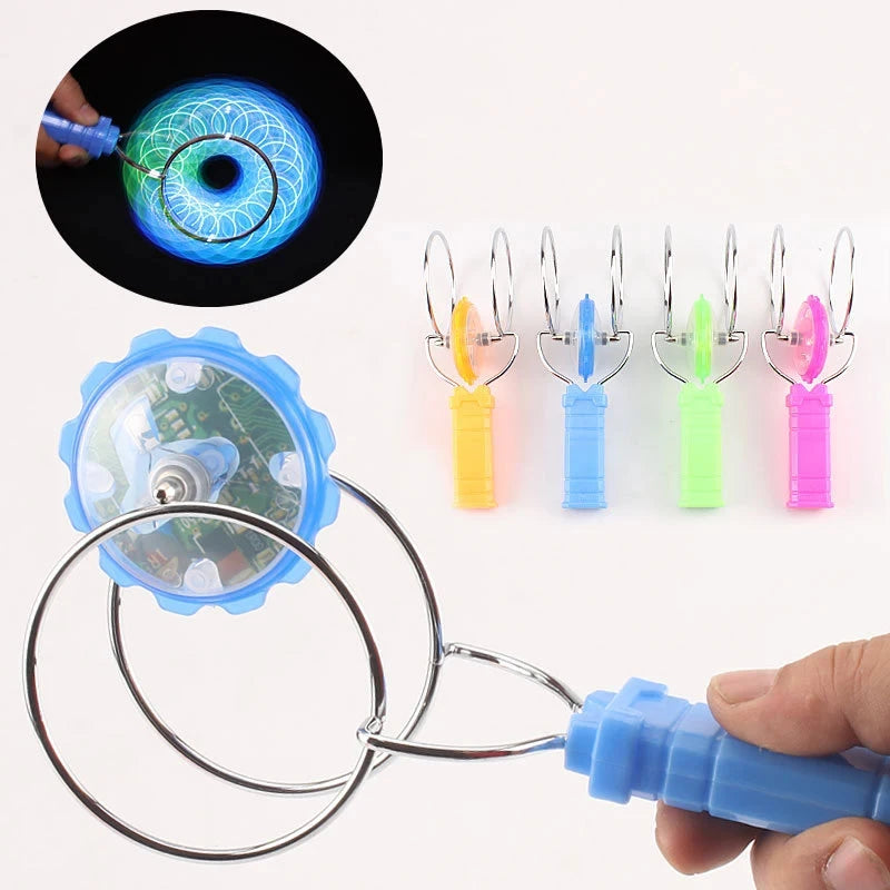 Giroscopio magnético mágico con luz LED, juguete creativo con manivela, luminoso, colorido, con mango giratorio, clásico para niños