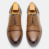 Retro Men's Casual Derby Shoes 2025 Fashion Leather Footwear New Style Men's Slip-On Comfortable Men's Shoes