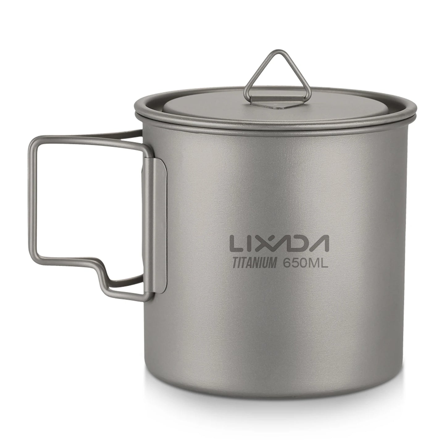 Taza de agua ultraligera de titanio Lixada con asa plegable, portátil para exteriores, camping, picnic, 300 ml/350 ml/550 ml/650 ml