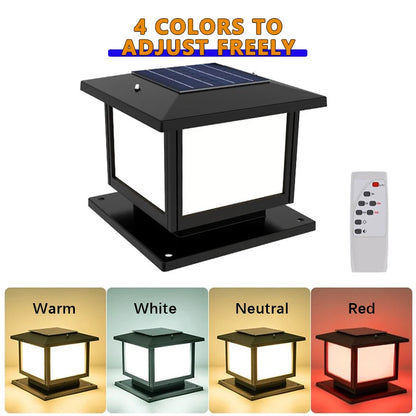 LED Solar Column Light Waterproof Solar Light Outdoor Remote Control Garden Sunlight Fence Channel Outdoor Decorative Light IP65