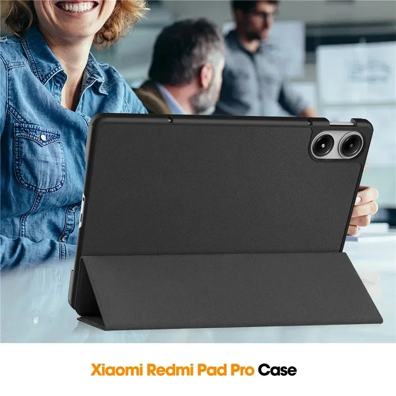 For Xiaomi Redmi Pad Pro 2024 Tri-Folding Flip Stand Case Funda for Red Mi Pad Pro 12.1 Tablet with Auto Sleep Cover