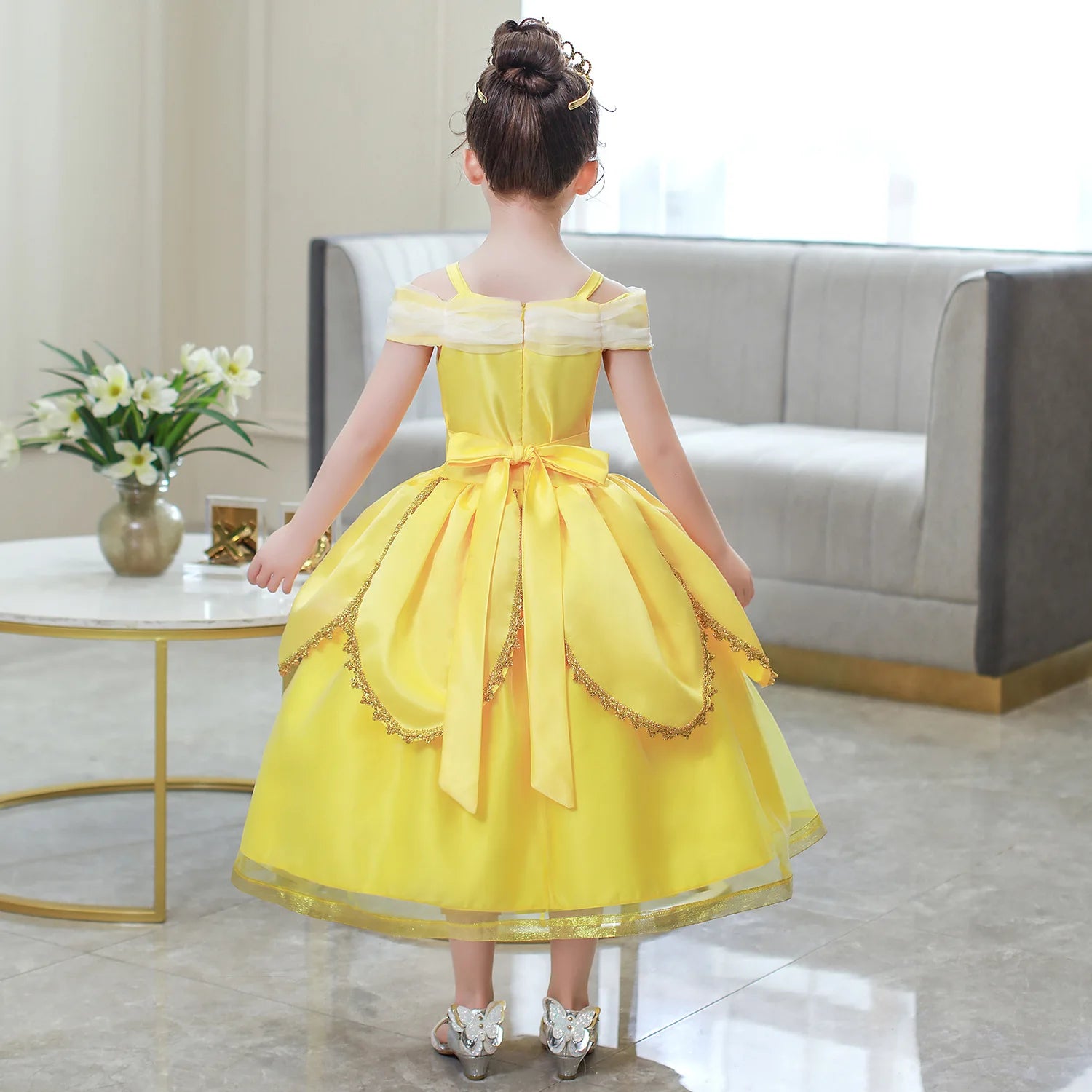 2025 Cosplay Belle Princess Dress Girls Dresses For Beauty and beast Party Clothing Magic stick crown Costume 3-12Y