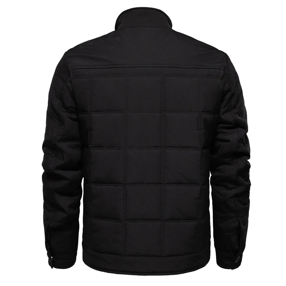 2024 autumn and winter new stand-up collar coat men's jacket casual fashion cotton-padded double-line stitching top