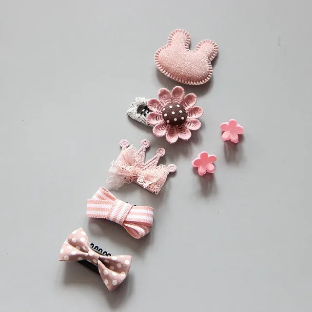 Juego de pinzas para el pelo con dibujos animados para niña, accesorios para la cabeza, pinzas cruzadas para el pelo, pasadores, 7 piezas 