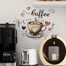 Creative Love Coffee Cup Wall Stickers For Cafe Background Decoration Wallpaper Kitchen Beautify Home Decor Self-adhesive Decals