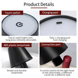 Table Lamp LED Touch Sensor Desktop Night Light Rechargeable Wireless Reading Lamp For Hotel Bar Restaurant Bedroom Decor Light