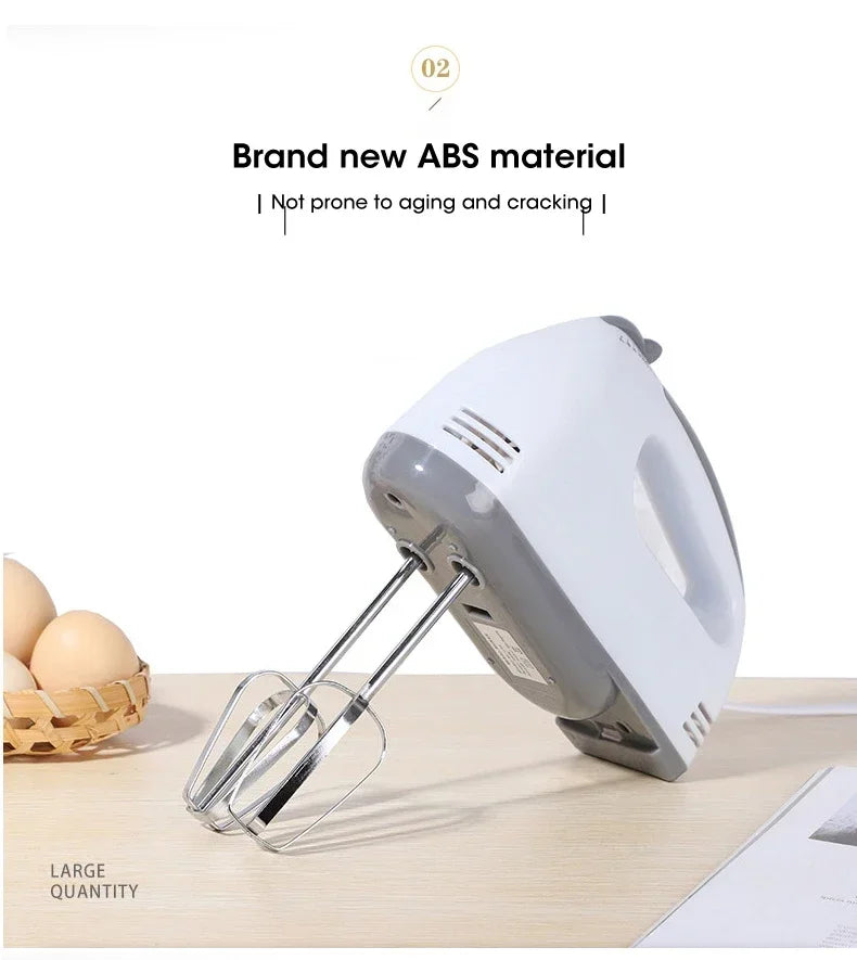Household Electric Mixer Handheld Kitchen Food Mixer Multifunctional Adjustable 7-speed Egg Cream Dough Bread Mixer Grinder