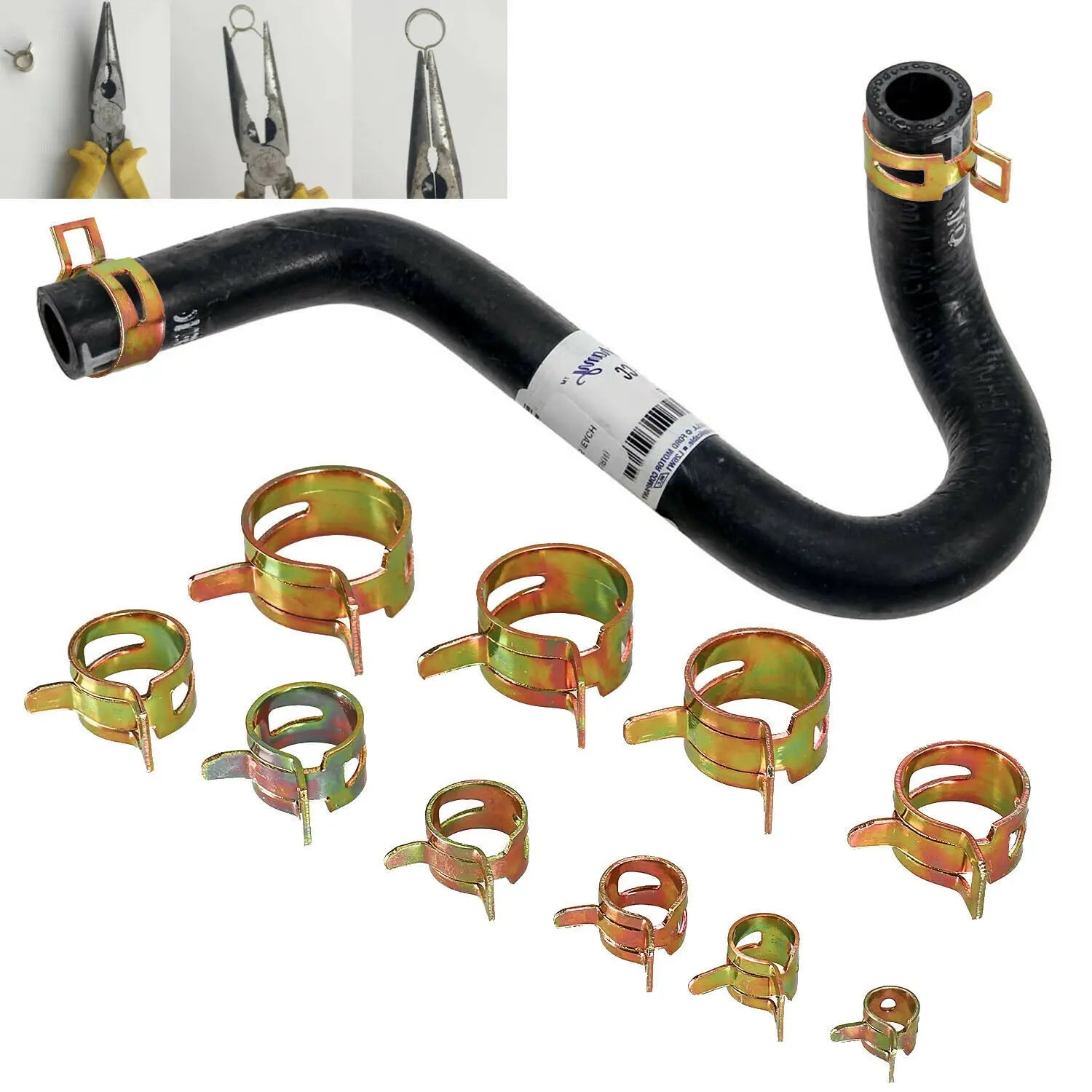 75Pcs 6mm/7mm/8mm/9mm/10mm for Choose Fuel Spring Clip Vacuum Silicon Hose Clamp Autos Spring Clip Fuel Oil Water Tube Clamp