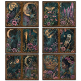 52-piece Gothic Midnight Garden Scrapbook Background Paper Pads Set with Stickers, Perfect for Arts Crafts, Holiday Party, Scrapbook