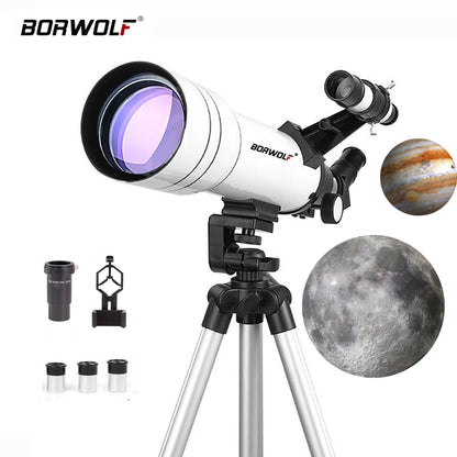 Telescopio astronómico profesional BORWOLF 40070 de alta definición 333X para ver la luna y las estrellas. Monocular para observación de aves.
