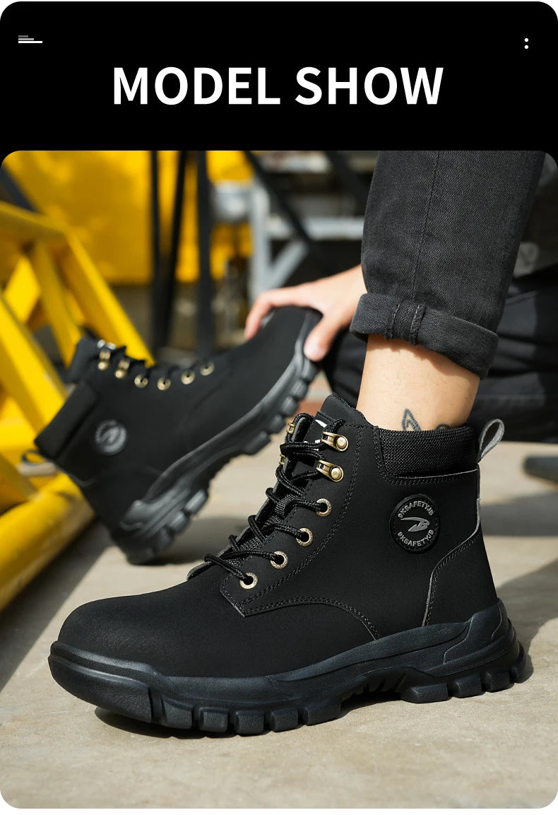 Steel Toe Shoes for Men Women Lightweight Anti-smash Steel Toe Sneakers Indestructible Work Boots Construction Safety Shoes