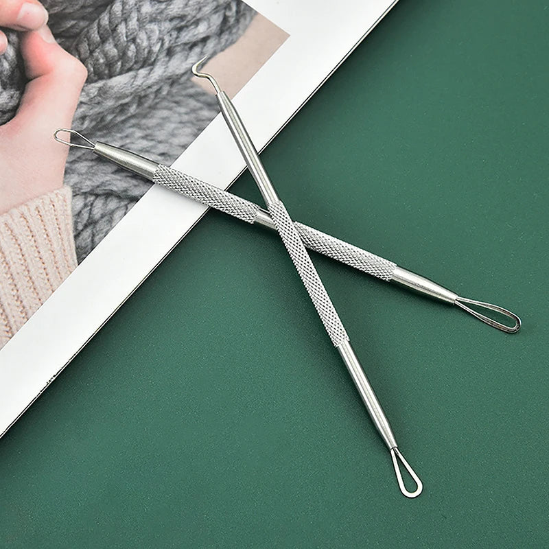 Stainless Steel Blackhead Comedone Acne Blemish Extractor Remover Face Skin Care Pore Cleaner Needles Remove Tools