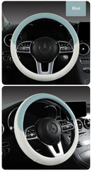 Perforated Nappa Leather Car Steering Wheel Cover Warm in Winter and Cool in Summer, Universal 15 Inch,  Anti-Slip, Odorless