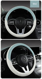 Perforated Nappa Leather Car Steering Wheel Cover Warm in Winter and Cool in Summer, Universal 15 Inch,  Anti-Slip, Odorless