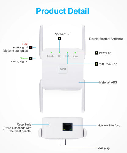 FSU 5G WiFi Repeater Wifi Amplifier Wifi Extender Network Wifi Booster 1200Mbps Long Range Wireless network internet  Repeater