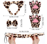 Animal Cat Tiger Cosplay Costume for Boys Girls Headband Clothes Shoes Tail Tutu Skirt Gloves Set for Kids School Performance
