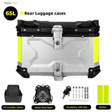 KEMIMOTO 45L/55L/65L Motorcycle Aluminum Case Tail Box Trunk with backrest Universal Top Tail Rear Luggage Tool Storage Box